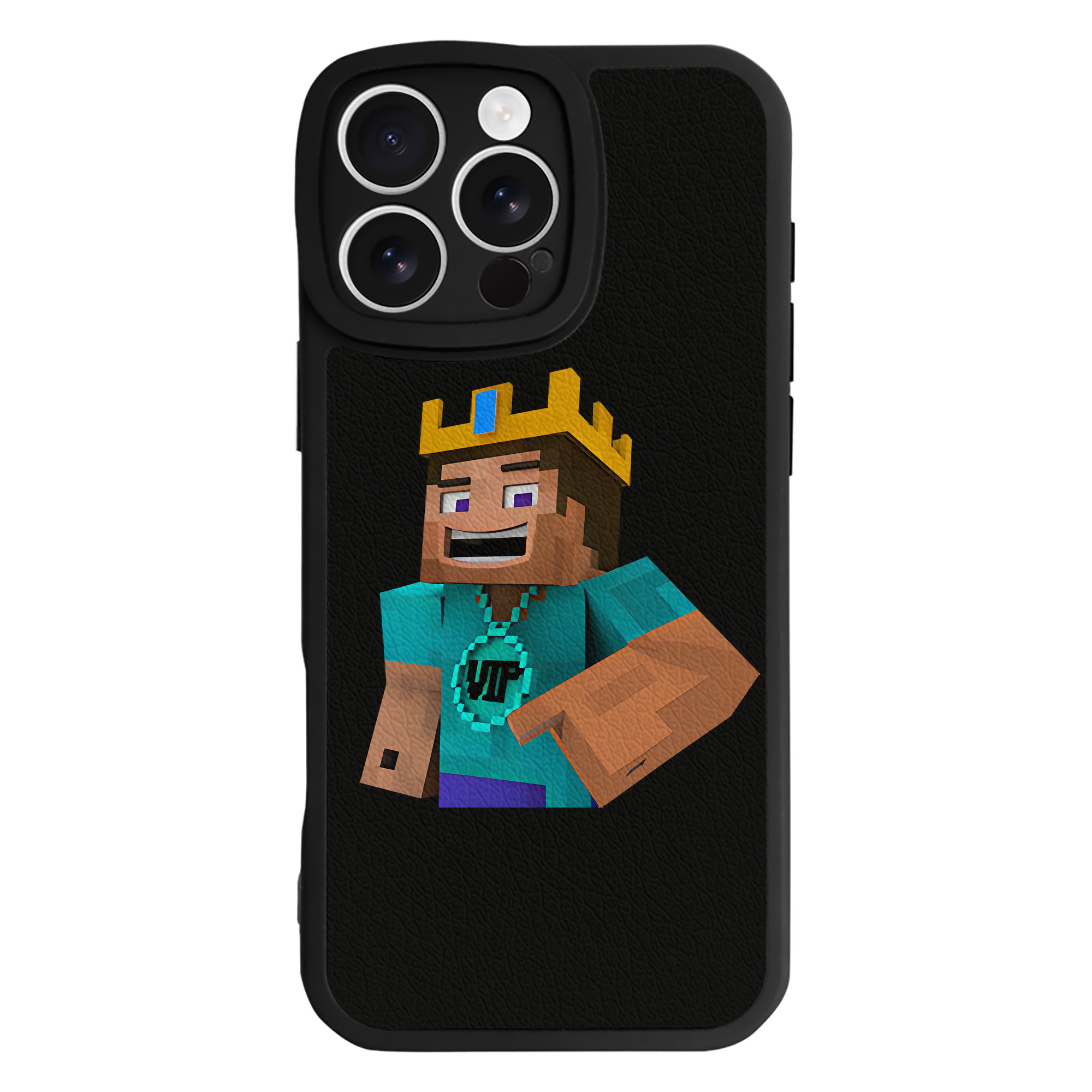 （画像用） マインクラフト ブロックの世界 Minecraft MC Block world 【iPhone 16シリーズ対応】シリコンスマホケース（レザー調） 材質：シリコン